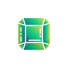 Green Crystal stone flat icon, vector sign, Emerald gemstone colorful pictogram isolated on white. Symbol, logo illustration. Flat style design