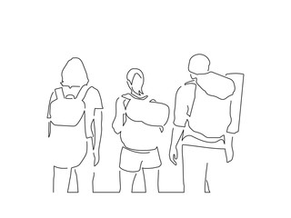 Friends line drawing, vector illustration design. Friends collection.