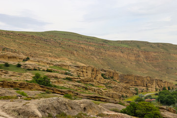 Fototapeta na wymiar View of the rocky Caucasus mountains in Georgia