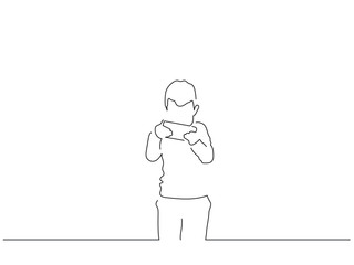 Kids line drawing, vector illustration design. Friends collection.
