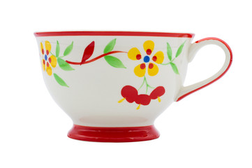 Flower Pattern Ceramic Mug isolated on white background.