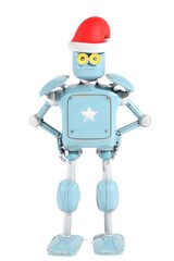 retro robot in christmas hat,christmas celebration,3d render