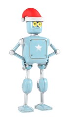 Naklejka premium retro robot in christmas hat,christmas celebration,3d render