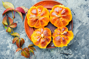 Homemade sweet pumpkin buns