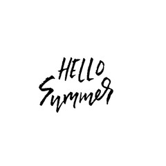 Hello summer lettering. Modern dry brush inscription. Vector illustration.