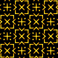 Abstract seamless pattern with gold glitter geometric ornament. Vector wallpaper for textiles, posters, cards, wrapping paper.