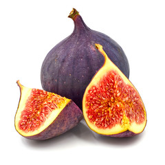Fresh figs isolated on white background with shadow