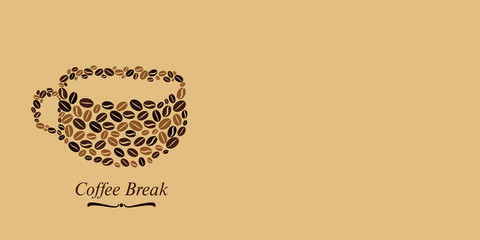 Seamless pattern with Coffee Beans Illustration banner with copy space