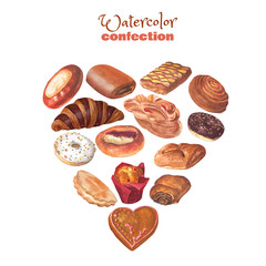 Beautiful bright set from confectionery on a white background.