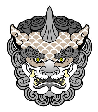 Image of a half lion, half dog, Japanese idol, amulet