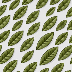 Seamless sample with leaves on gray background. Template for wallpapers, site background, print design, cards, menu design, invitation. Summer and autumn theme. illustration.