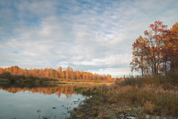 The first snow fell in the autumn on the river.