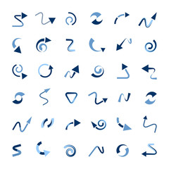 Design elements set. Arrow, spiral, rotation, circular and zigzag symbols.