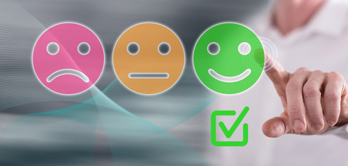 Man touching an evaluation concept
