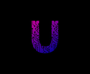 Letter U Network Digital Logo Icon , Technology and digital abstract dot connection vector logo. (sign, symbol, icon, design element). Technology design.