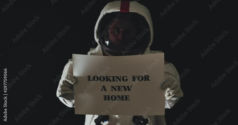Sticker astronaut lost in space with a message for humanity
