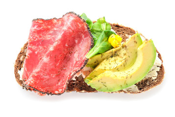 Tasty sandwich on white background