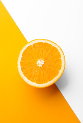 Fresh orange piece on color background