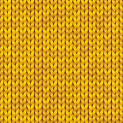 Knitting pattern. Knitted realistic seamless background of yellow color. knit texture for wallpapers and backgrounds.