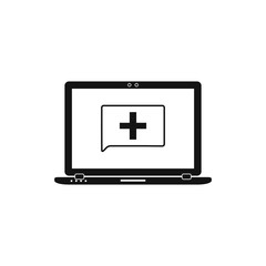 Online Medical Help Icon. Flat style vector EPS.