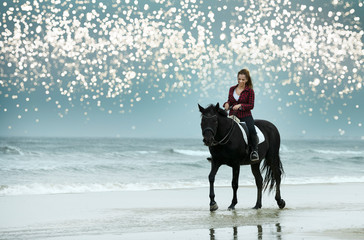 riding girl and horse