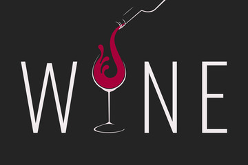 Glass of Wine with splash logo design - obrazy, fototapety, plakaty