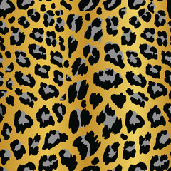 Golden leopard skin seamless pattern