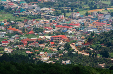 Aerial view of the Don Duong district, Lam Dong province, Vietnam