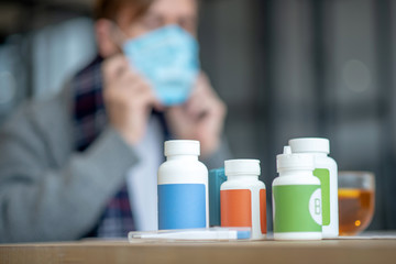 Close up of medication standing on the table
