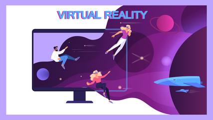 Illustration of people with glasses of vr.