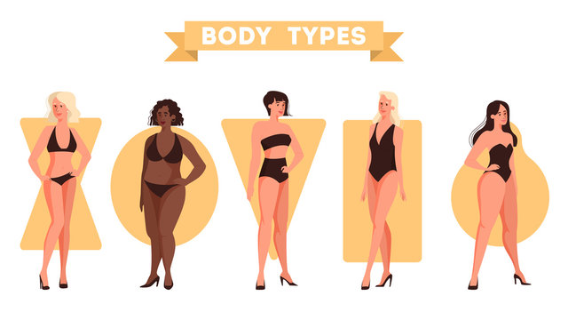 Female body shapes set. Triangle and rectangle