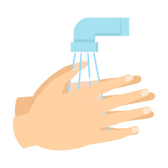 Washing hand under the water. Washing dirty hands