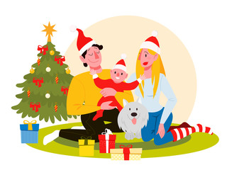 Happy family have fun on the christmas celebration