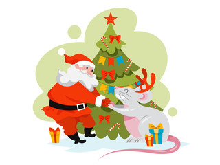 Santa Claus greeting rat a symbol of 2020