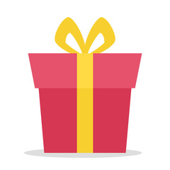 Vector illustration of red gift box with golden ribbon