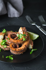 Grilled octopus with herbs and lime