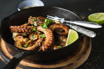 Grilled octopus with herbs and lime