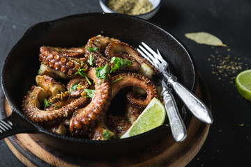 Grilled octopus with herbs and lime