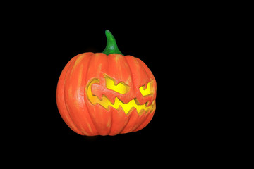 Halloween pumpkin isolated on black background.