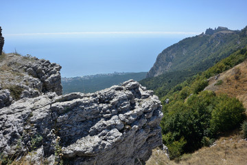 Fototapeta na wymiar View from Mount Ai-Petri on the Black Sea coast