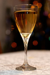 High wine glass for New Year post card