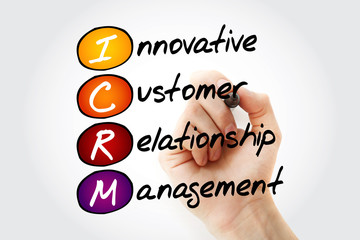 ICRM - Innovative Customer Relationship Management acronym with marker, business concept background