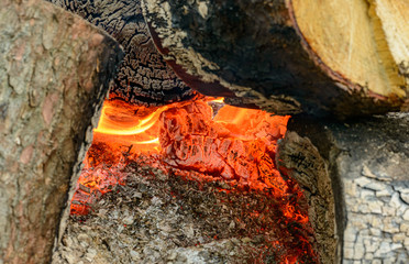 fire amongst the logs