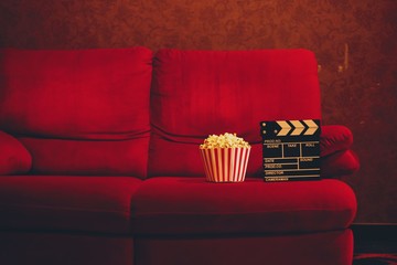 red sofa in cinema 