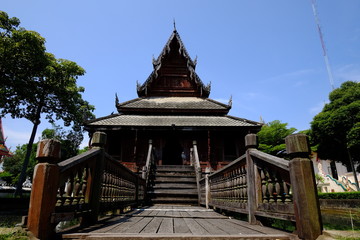 Naklejka premium Thai Old libraly in Thai Temple thailand