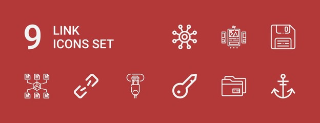 Editable 9 link icons for web and mobile