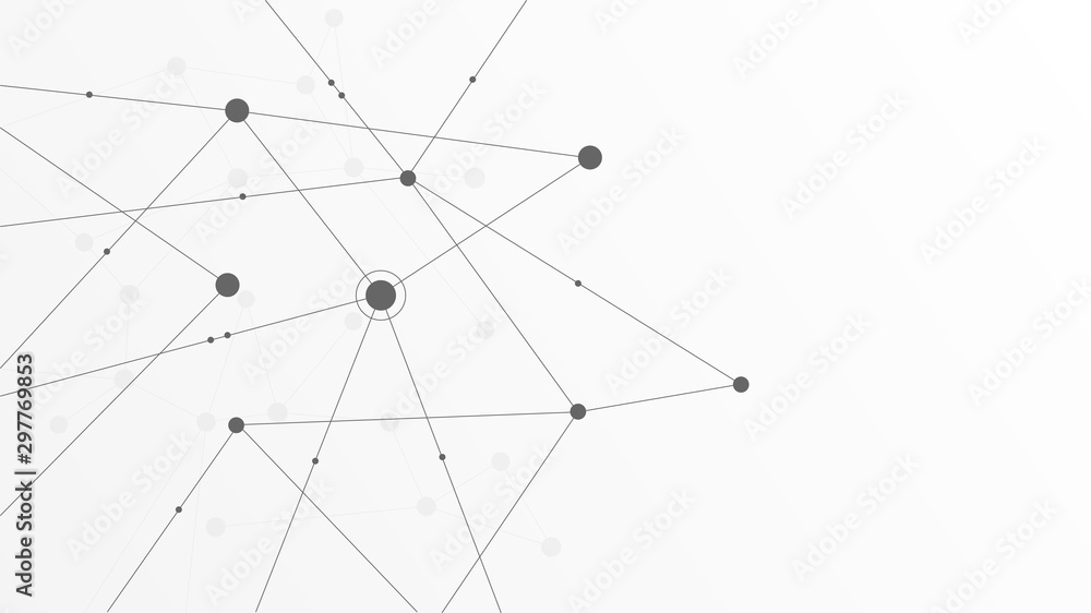 Poster Abstract geometric connect lines and dots.Simple technology graphic background.Illustration Vector design Network and Connection concept.