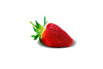 fresh red strawberry fruit lay on white background isolated with clipping path