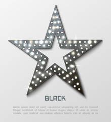 Star retro black metal light banner.