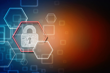 2d illustration Safety concept: Closed Padlock on digital background